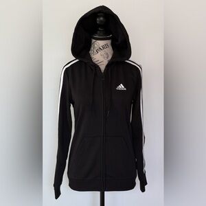 Adidas Women's Essentials 3-Stripes Full-Zip Hoodie Black/White Size XS